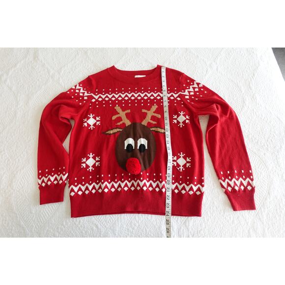 H & M Red Ugly Christmas Sweater / Reindeer / size M - Picture 4 of 6